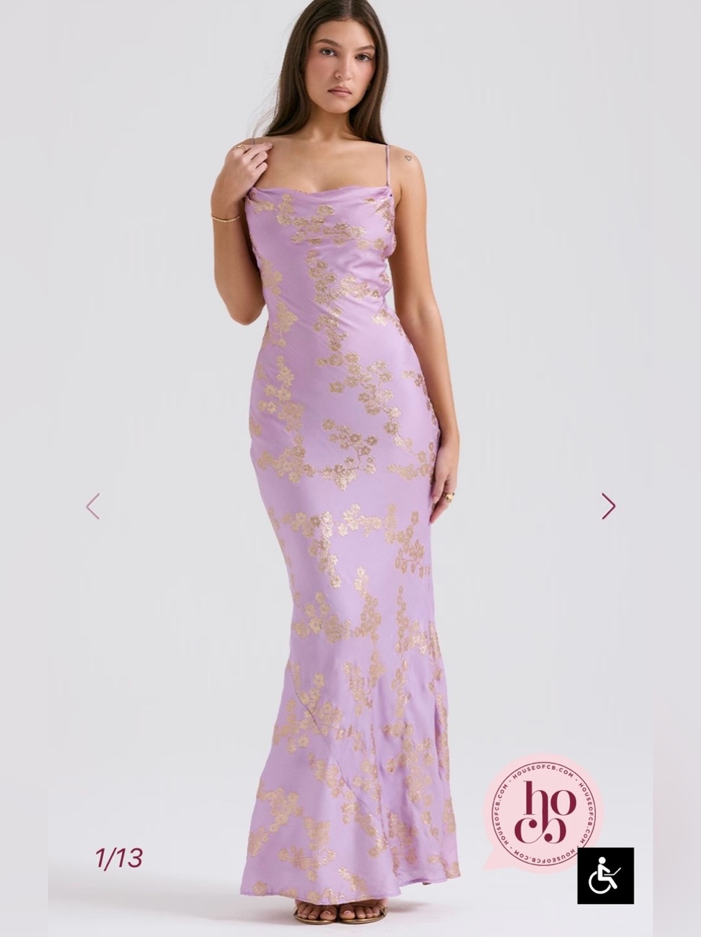 House of cb CAPRIANA Orchid Jacquard Satin Gown